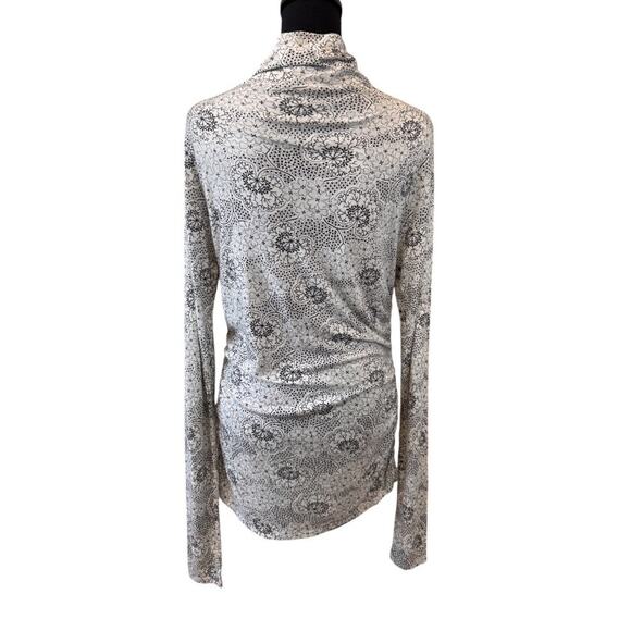 NEW REBECCA TAYLOR White Forget Me Not Fleur Ruched Turtleneck T-Shirt Size XL - Picture 4 of 7